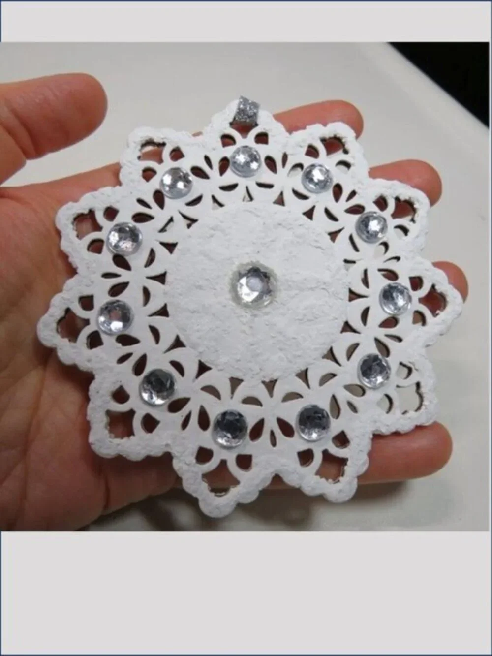 White Wood Snowflake (7) Ornaments Blue Peace Bird Christmas Holiday Decor
